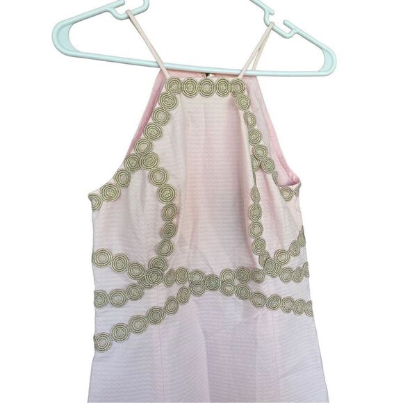 Lilly Pulitzer Womens Pink Gold Lace Pearl Paradise Tint Shift Halter Dress NWT - Picture 8 of 9
